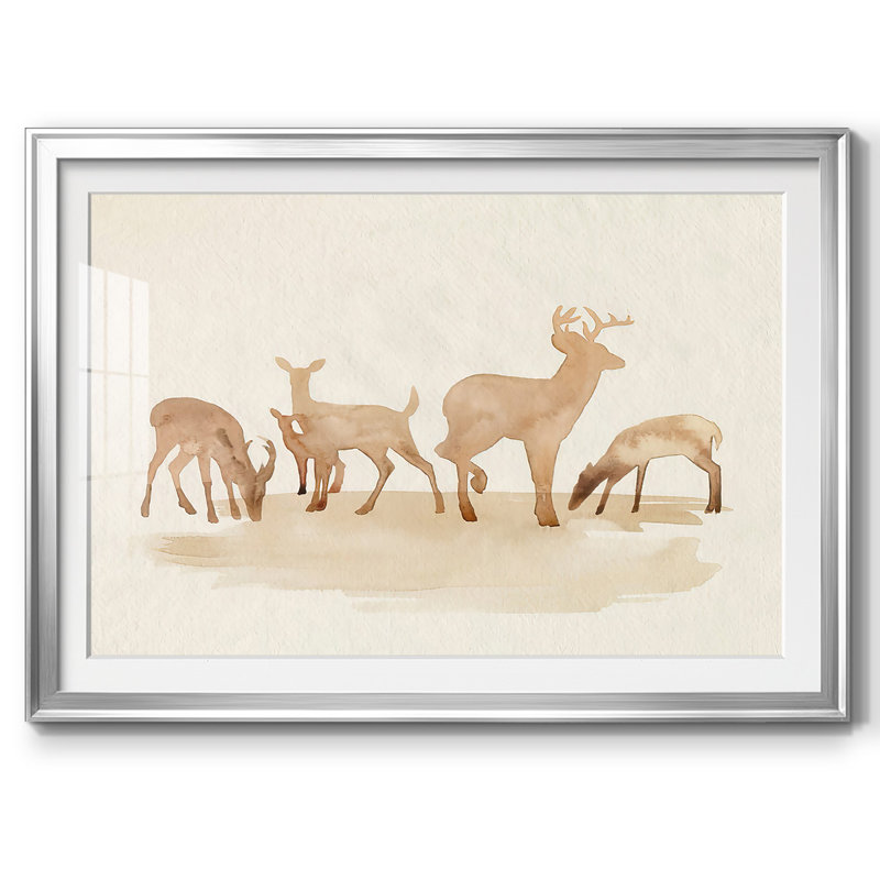 Whitetail Herd II, reproduction d'art encadrée, Argent, H 19 po x l 27 po x P 1,5 po