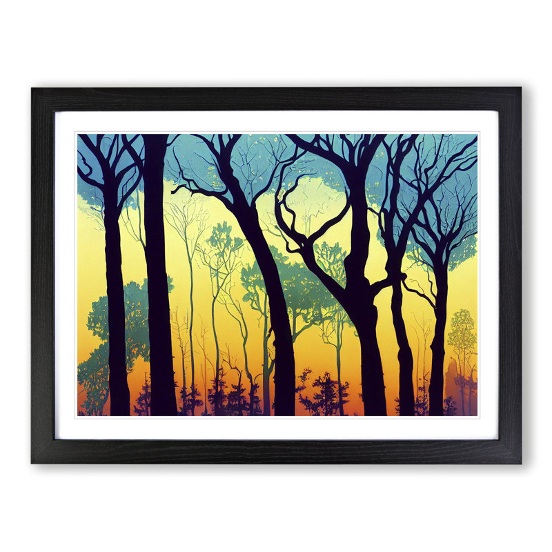 Serene Summer Forest - Framed Print, 34cm H x 46cm W x 2cm D, Black