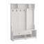 Arbre d'entrée polyvalent avec banc d'entrée en lin amovible, portemanteau, tablettes de rangement et panneau perforé pour le couloir, pour le couloir, le salon, blanc-569817536