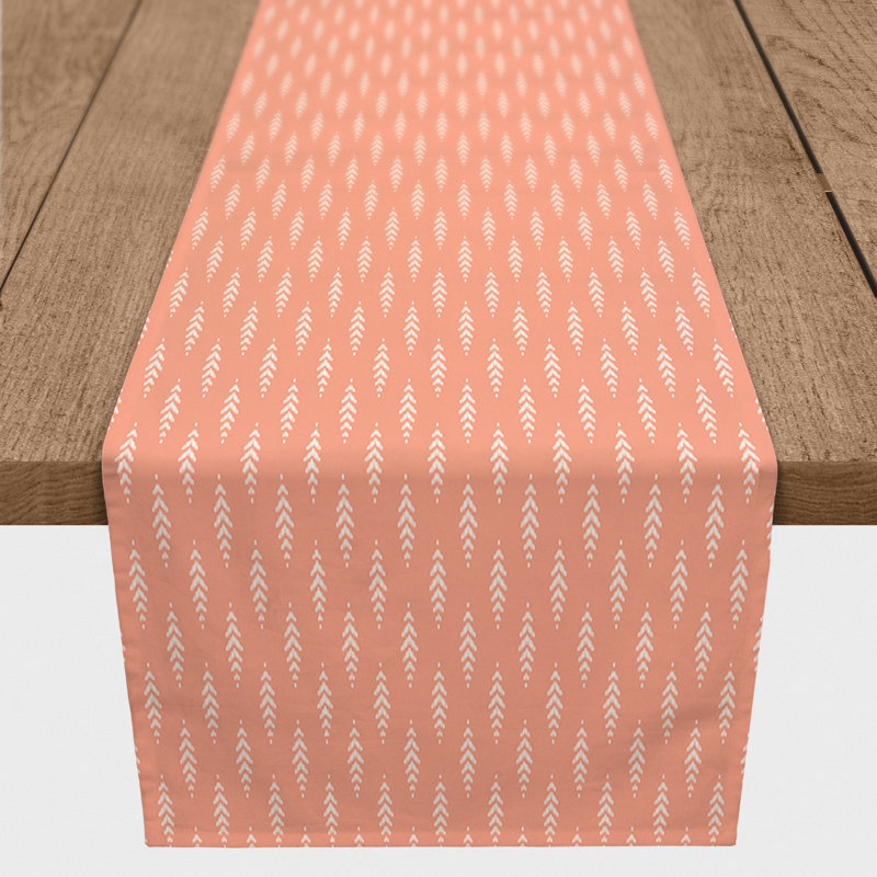 Indigo Leaf Gray Table Runner, 72" x 16", 1, Orange
