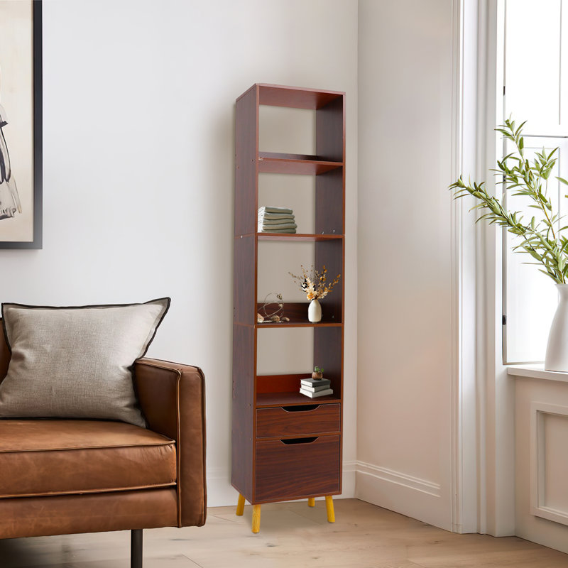 Standing Storage Shelf Freestanding Storage Rack Tall Open Bookshelf With Drawer And 4 Open Shelves For Home Office