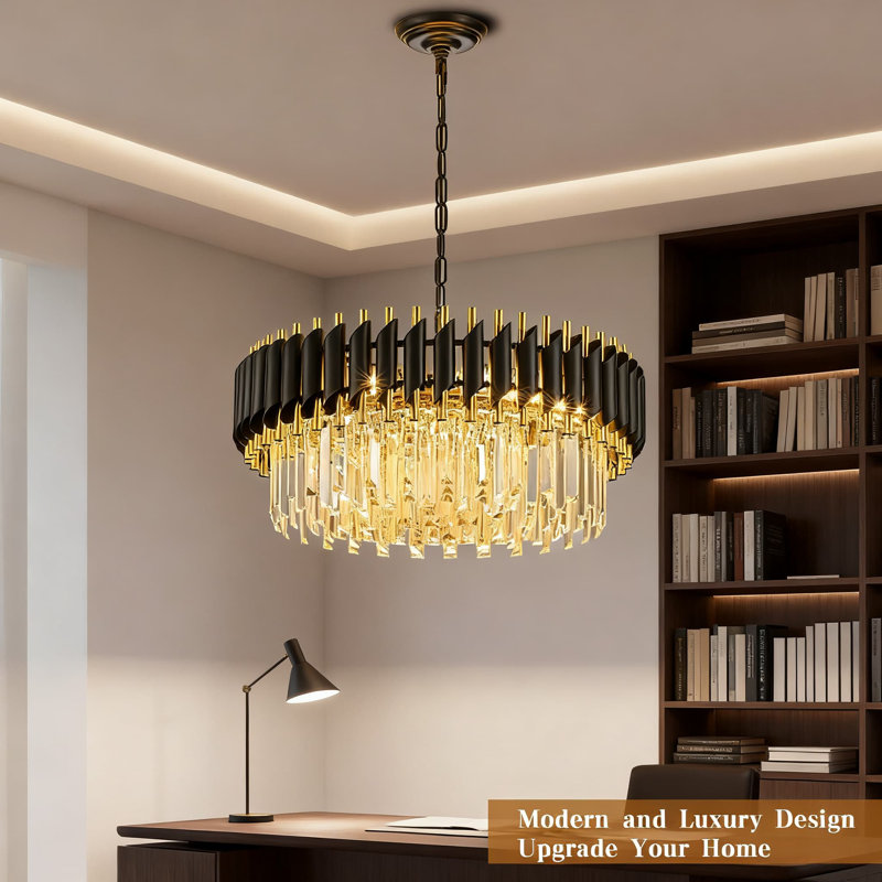 Lustre moderne en cristal à 5 niveaux avec 8 lumières, cristaux K9 et chaîne réglable pour l'éclairage de la salle à manger, du vestibule, du vestibule, du hall d'entrée