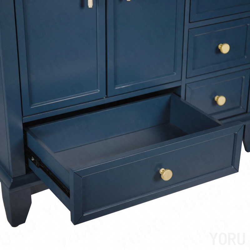 35.6" Bathroom Cabinet, Only Cabinet, Blue