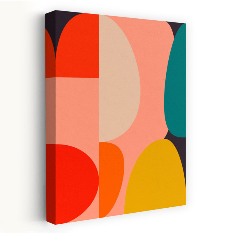 Art contemporain abstrait géométrique coloré, H 48 po x l 32 po