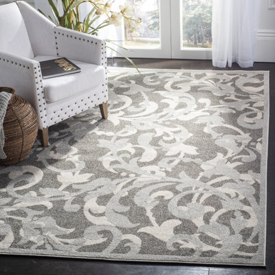 Ammundsen Floral Grey/Light Grey Area Rug