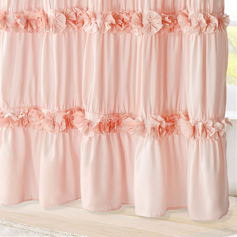 Rideau de douche simple à volants Shabby Elegance, Rose pêche, 72 x 72
