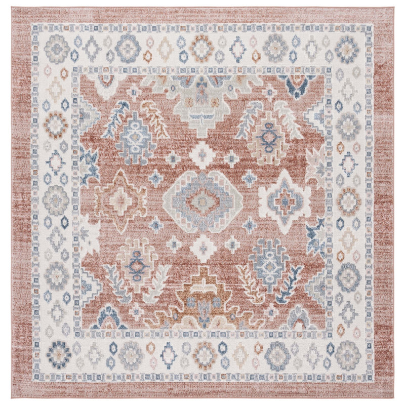 Huguenot Machine Washable Oriental Area Rug , Square 6'7"