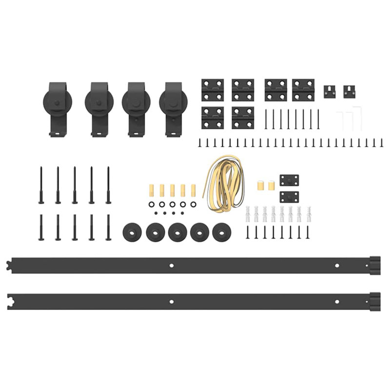 Ensemble de quincaillerie pour porte coulissante Vidaxl - acier - noir, 72 po