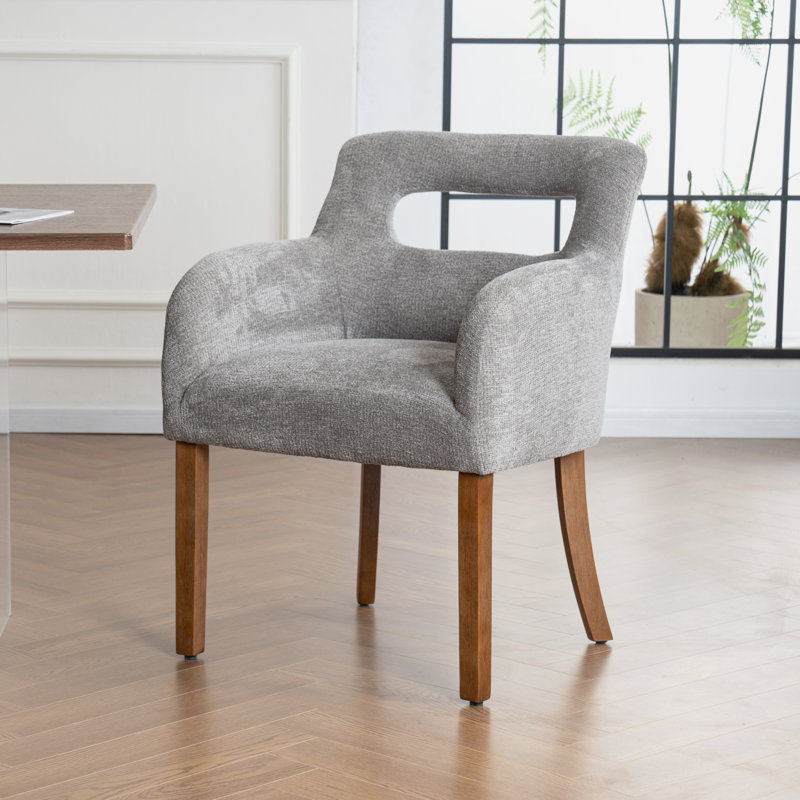 Chaise de salle à manger rembourrée avec accoudoirs, Gris