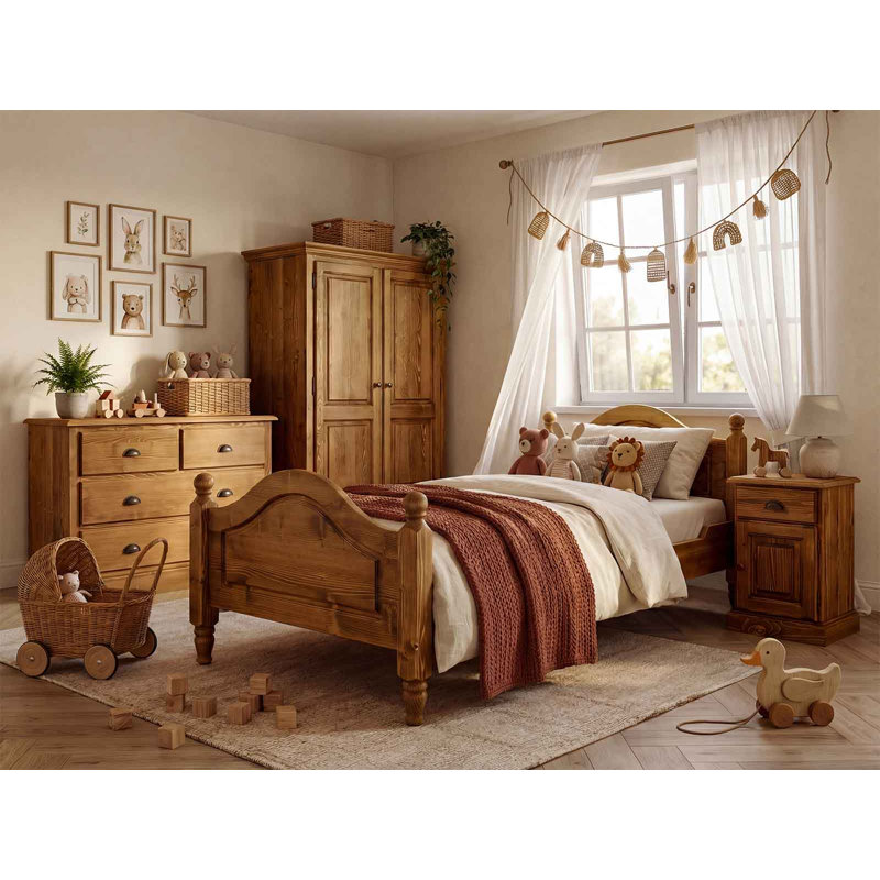 Hailley Solid Spruce Wood Bedframe, European Single (90 x 200 cm)