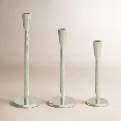 3-Piece Aluminum Candlestick Set