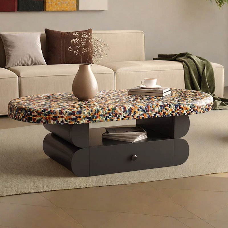 table basse vent petit appartement arc-en-ciel, H 16,92 po x L 51,18 po x l 27,55 po, Noir, noir, noir, noir