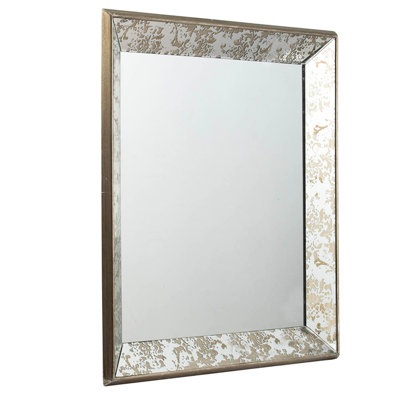 Miroir antique argenté de 24 po avec détails floraux, plateau décoratif, rehausse l’atmosphère de la maison