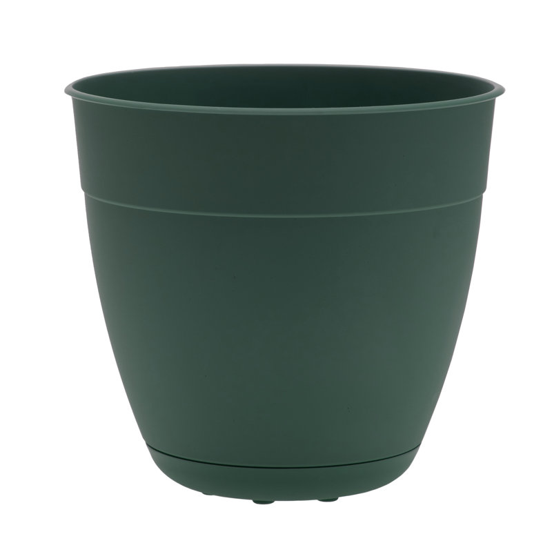 Jardinière intérieure / extérieure en plastique recyclé Dayton avec soucoupe attachée, H 11 po x l 12 po x P 12 po
