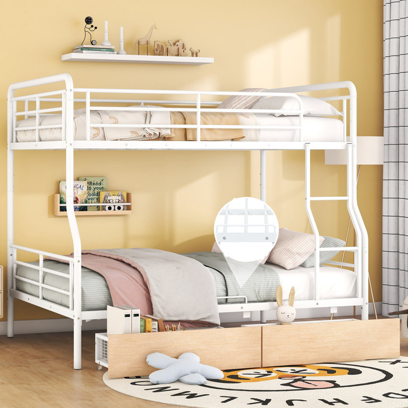 Lit superposé double au-dessus de grand avec tiroirs Patil Kids, Blanc