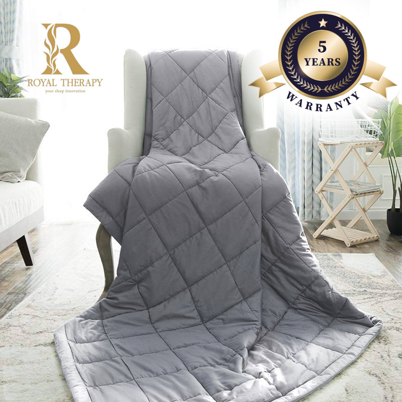 Couverture lestée Royal Therapie - Couvertures épaisses 100% coton avec perles de verre de qualité supérieure (80 po x 87 po 25 lb, cuir Texas), convient à deux personnes (~ 100 à 200 lb) - Utiliser sur un grand / très grand lit