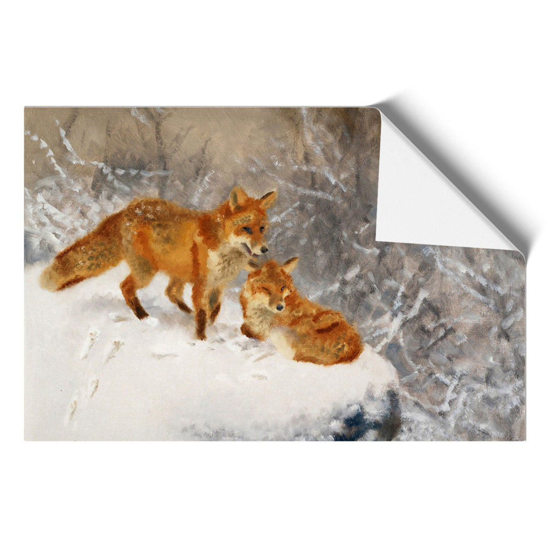 Two Foxes by Bruno Liljefors - Frameless Print