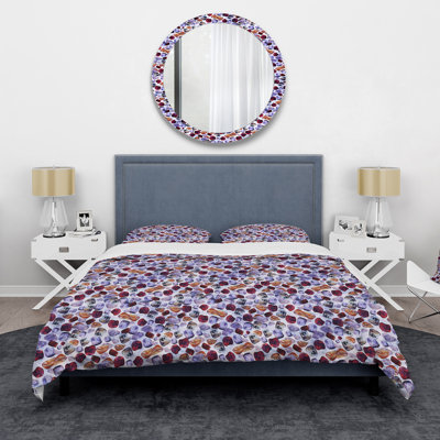 Dark Purple Precious Stones Ii - Modern Duvet Cover Set - Microfiber Polyester