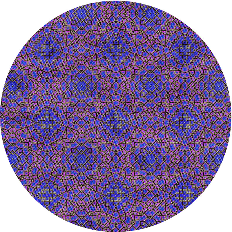 Tapis décoratif bleu, Rond 4 pi