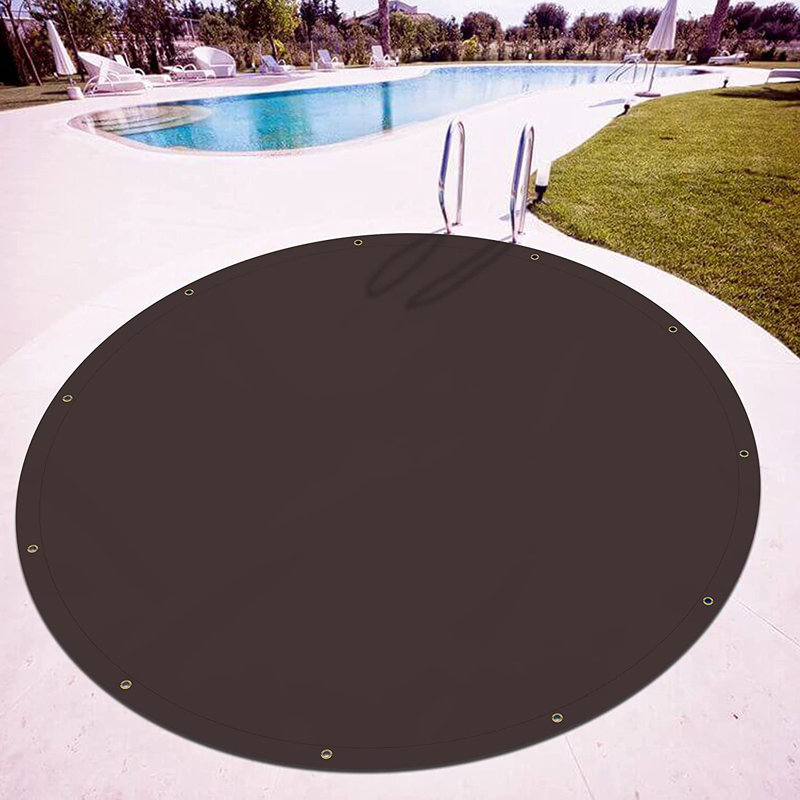 Heavy Duty Waterproof Round Tarp with Grommets & Reinforced Edges, Tarpaulin for Pool/Boat/Tent/Sports Field(7 x 7 ft), Brown