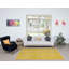 Tapis turc floral fait à la main 5,3 x 8,5 pi avec bordure jaune ambre et fond jaune moutarde