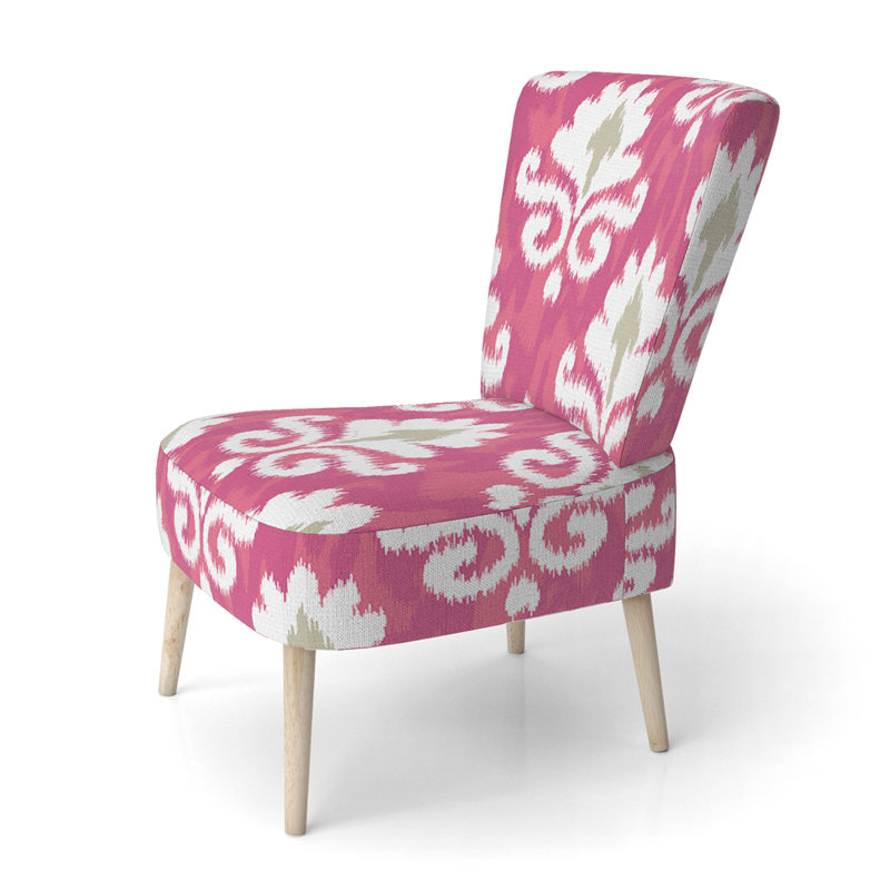 Chaise d'appoint rembourrée White Flower Ikat