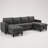 109" Reversible U-Shaped Sectional Sofa Couch with 2 Storage Ottomans, LED Lights & Charging Station-756190069