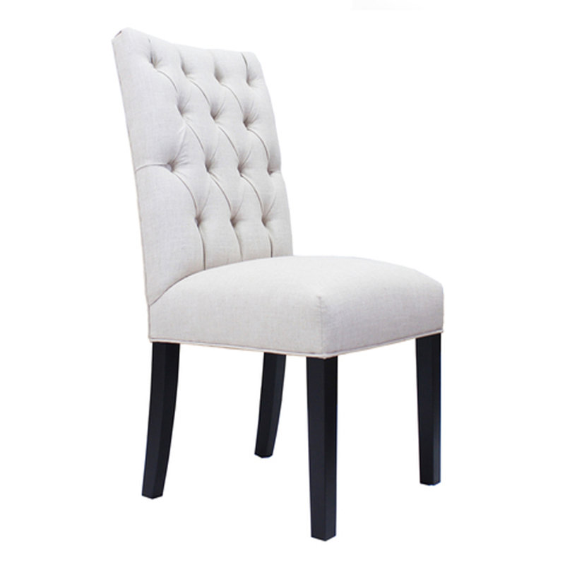 Chaise parsons capitonnée de 17 po de large Lucy, Noir, Blanc d'Irlande