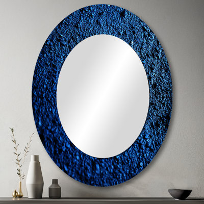 Abstrait Euphoria Deep Blue Happiness - Grand miroir mural ovale sur métal