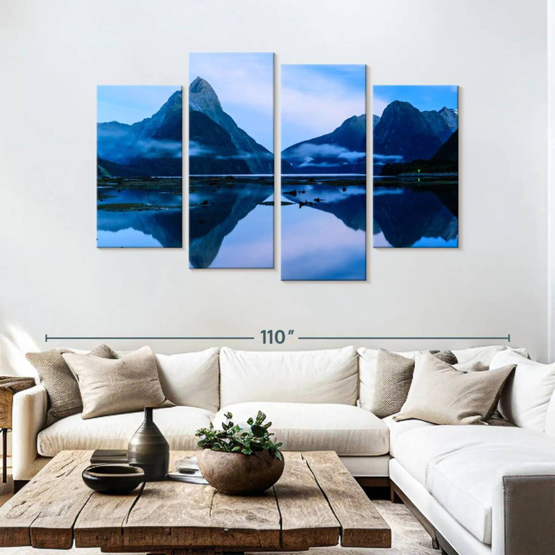 Lynelle Mirrored Milford Sound, 54" H x 84" W