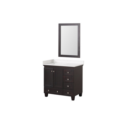 36" Single Sink Bathroom Vanity-Brown,With Mirror