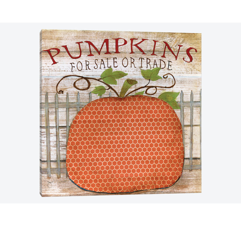 Citrouilles à la vente, impression sur toile tendue, H 12 po x l 12 po x P 1,5 po, Toile tendue, Pas de tapis