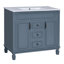 Meuble-lavabo 36 po avec lavabo supérieur, armoire de rangement moderne avec 2 portes à fermeture douce et 2 tiroirs, meuble-lavabo simple-121294521