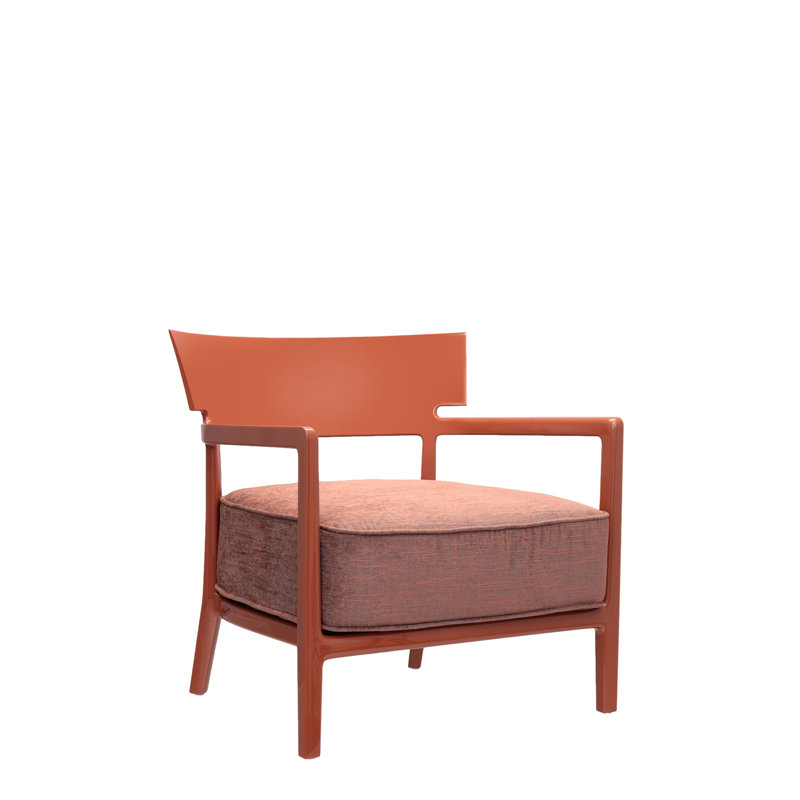 Cara Wood Outdoor Lounge Chair, Rusty, Rusty/Blue