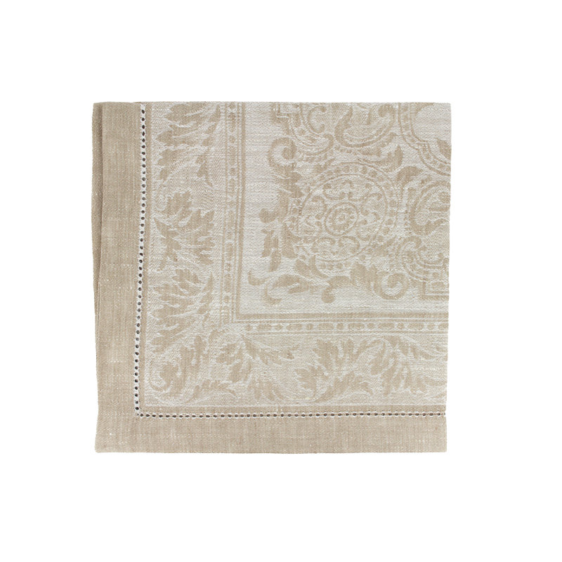 Linen Square Napkins, Ivory/Taupe
