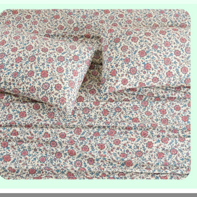 Rustic Floral Cotton Twin XL Bedding Set - Country Printed Sheets for Deep Mattress - Extra Long Bed Linen