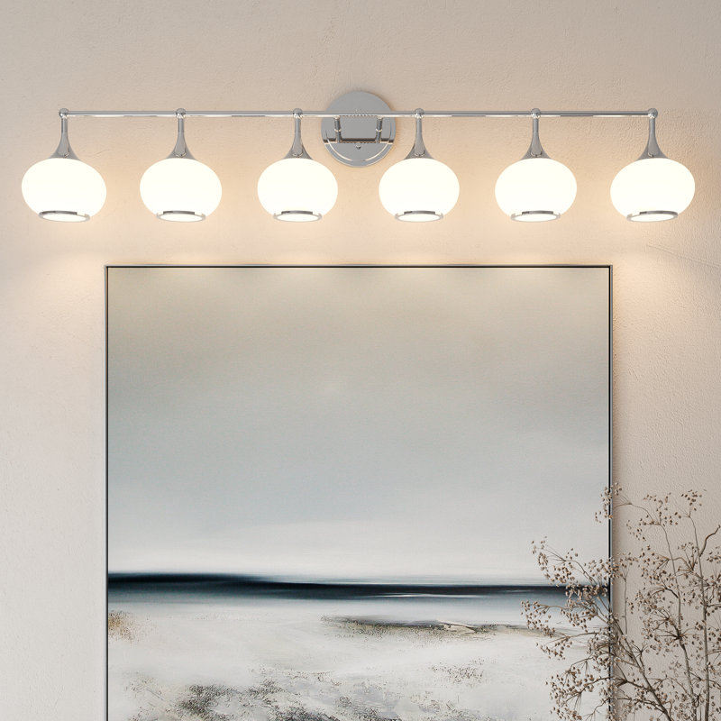 Éclairage de salle de bain à intensité variable 6 lumières, Chrome chrome