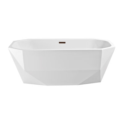 59" Streamline Freestanding Soaking Acrylic Bathtub With Drain and Bamboo Tray
