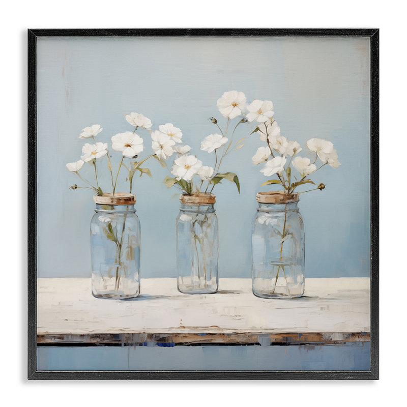 Giclée encadrée Country Pot Bouquet Trio, design par Arlington Prints, H 24 po x l 24 po, Giclée encadrée noir minuit