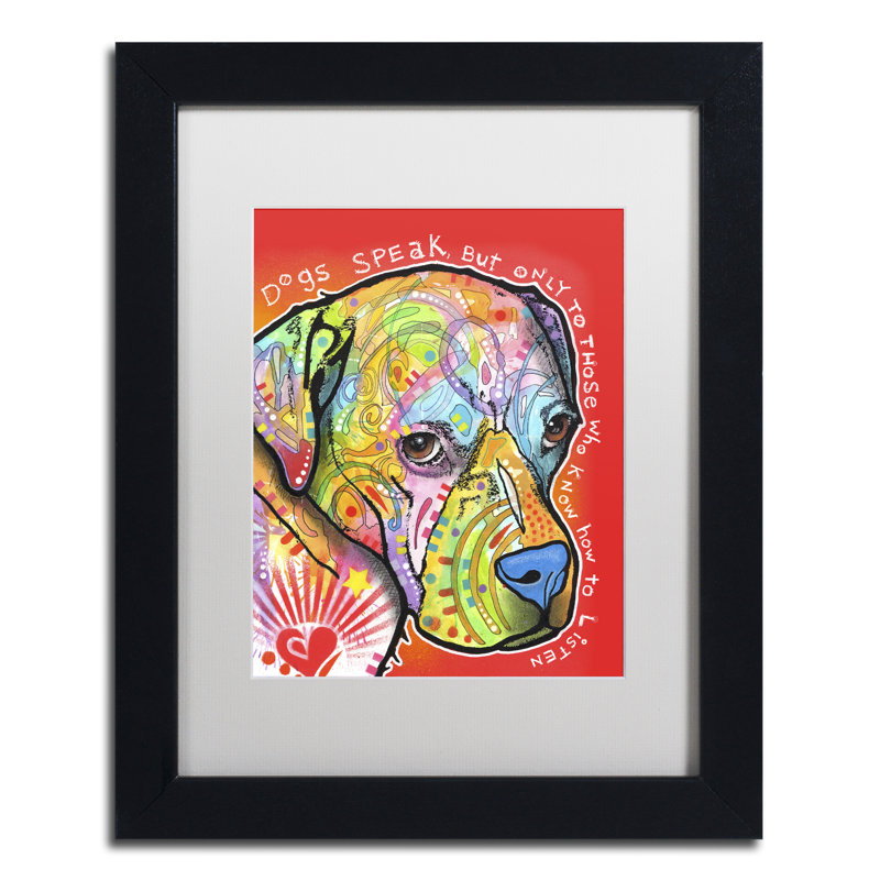 « dogs speak » par dean russo, impression encadrée, H 14 po x l 11 po x P 0,5 po, Blanc