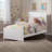Fleenor Solid Wood Foundation Bed with Matching Footboard and Built-in Charging Station-24578801-24578802