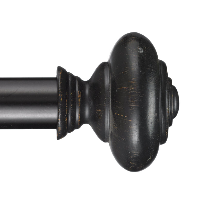 Revolve Adjustable Single Curtain Rod, Antique Silver, 3" H x 108" W x 5" D