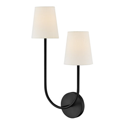 2-Light Left Hand White Linen Wall Sconce