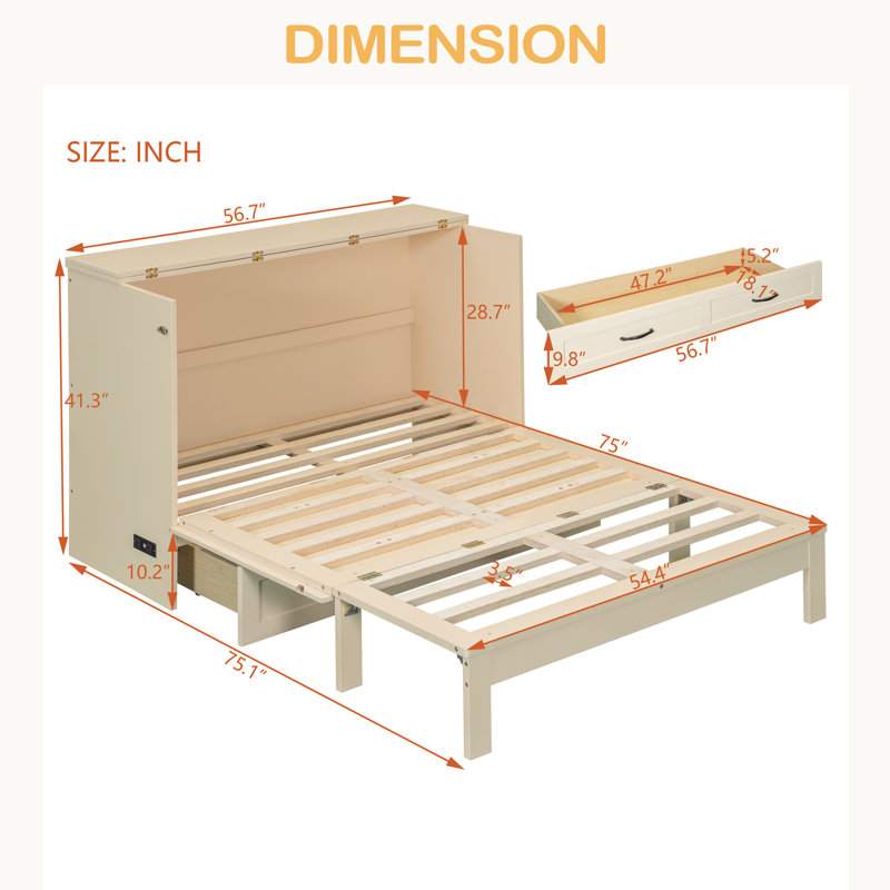 Full Size Murphy Bed With Large Drawers