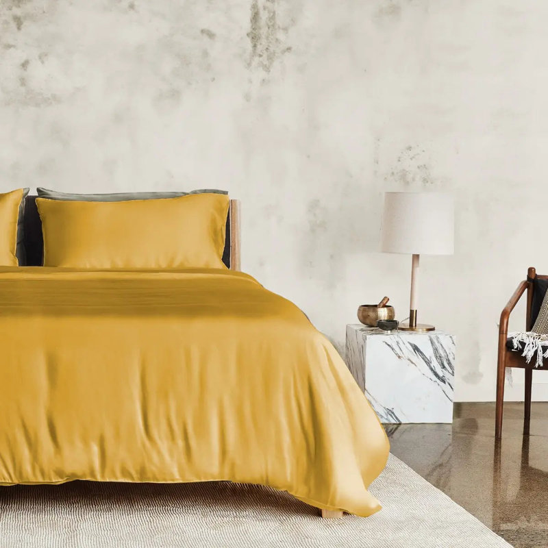 Housse de couette Luxe CleanBamboo® Satin +, Très grand californien, Jaune
