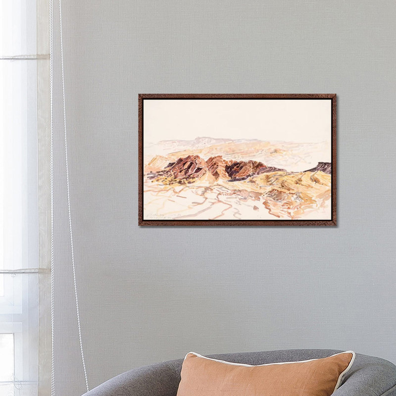 Makhtesh Ramon by Itzu Rimmer - Print on Canvas, 66.04 cm H x 45.72 cm W, Classic Brown Wood Framed