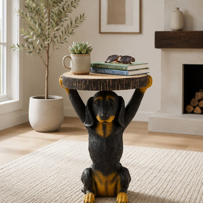 Tabouret de table d'appoint pour chien 22,17 pouces MGO peint à la main, parfait pour un décor intérieur et extérieur avec plateau en grain de bois réaliste