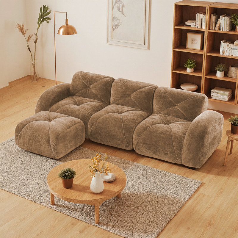 Canapé modulaire Velvet Cloud, 3, Brun