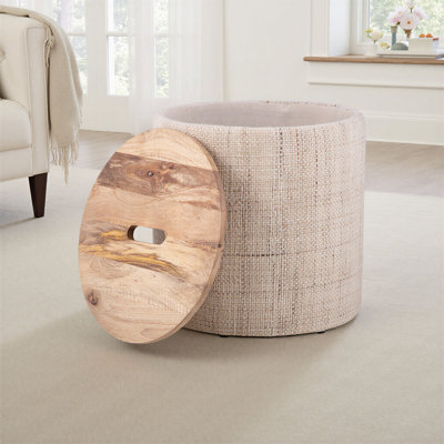 Repose-pieds élégant avec rangement élégant beige 16 po avec compartiment caché