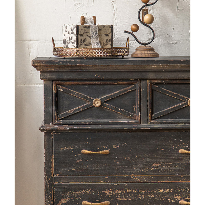 Commode 5 tiroirs rétro, style rustique